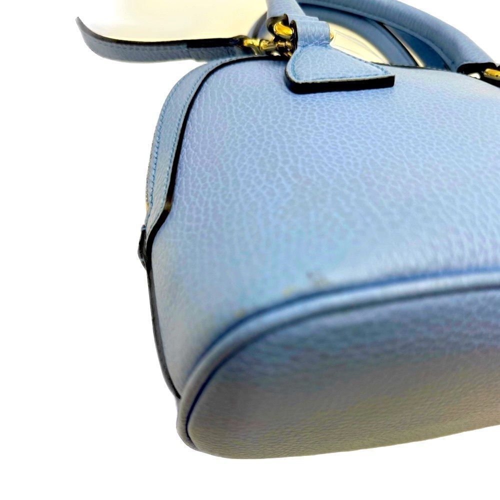 Auth Gucci Small Dollar Calfskin Dome Mineral Blue 2way GG Charm Bag Satchel - Picture 11 of 16